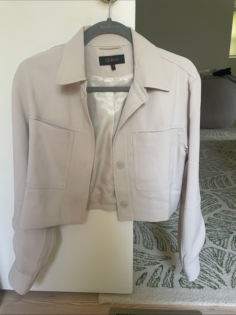 Quince Cream Cropped Button Jacket